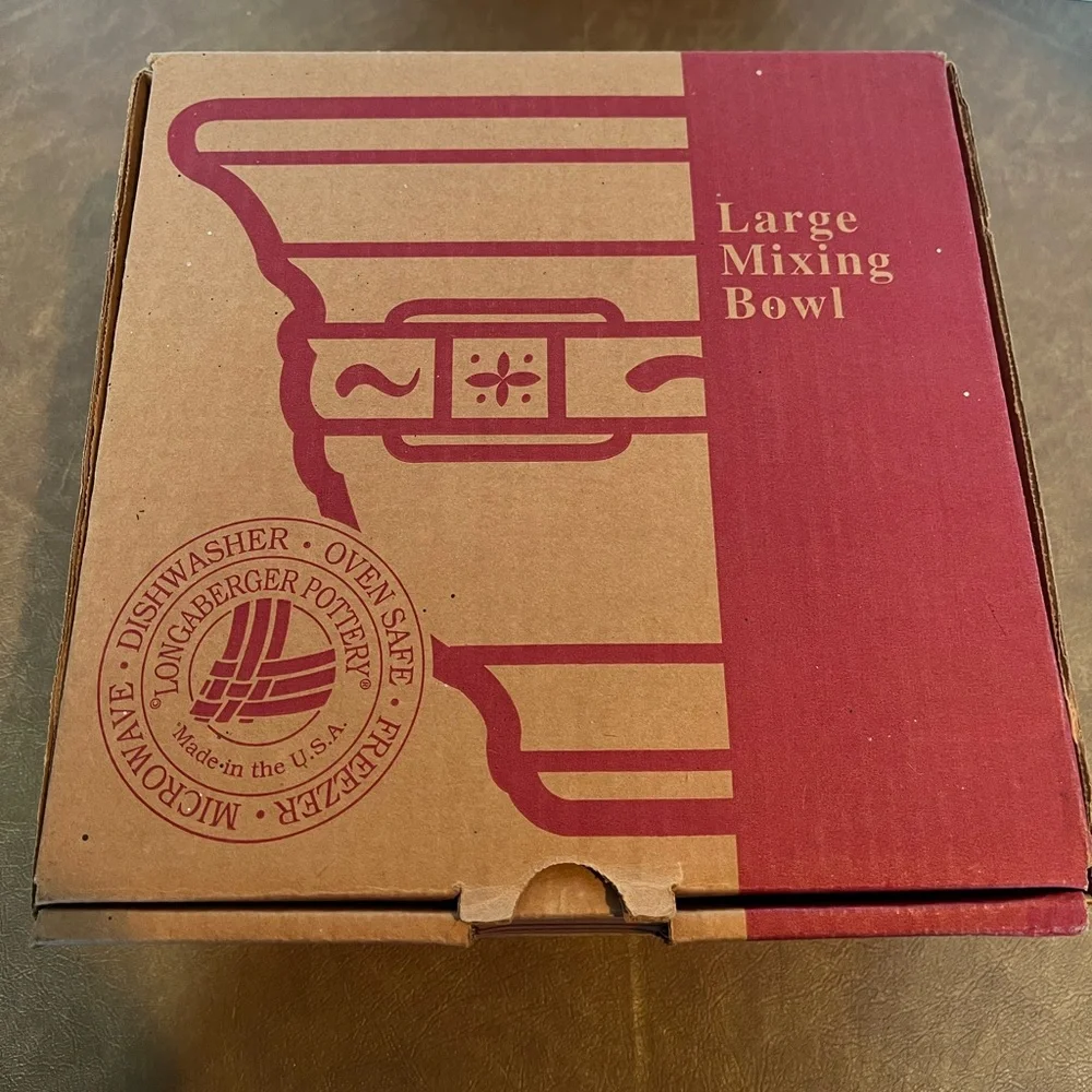 New in Box Longaberger Woven Traditions Pottery 10in Large Mixing Bowl